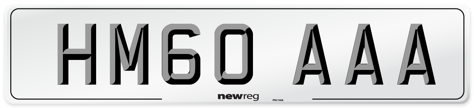 HM60 AAA Number Plate from New Reg
